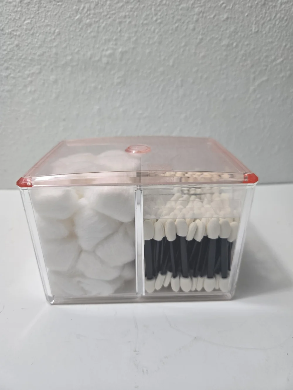 Clear Acrylic Cosmetic Organizer with Pink Lid  Multi-Compartment Storage Plasti
